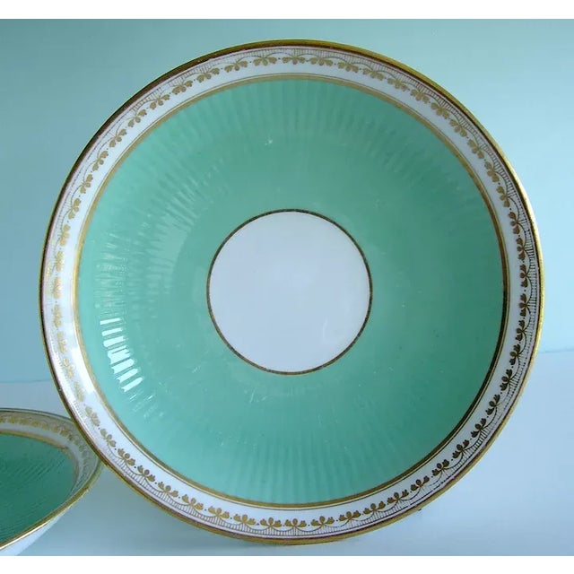 English 1850 Antique English Minton Porcelain Ribbed Turquoise Serving Plates - A Pair For Sale - Image 3 of 10