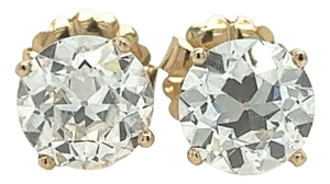 Mid 20th Century Igi Certified 6 Carat Total Old European Cut Lab Grown Diamond Stud Earrings 14k, A Pair