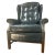 Traditional Vintage Leather Wingback Button Tufted Recliner With Mahogany Frame and Brass Nailhead Trim - Dark Blue - Excellent Condition For Sale - Image 3 of 5