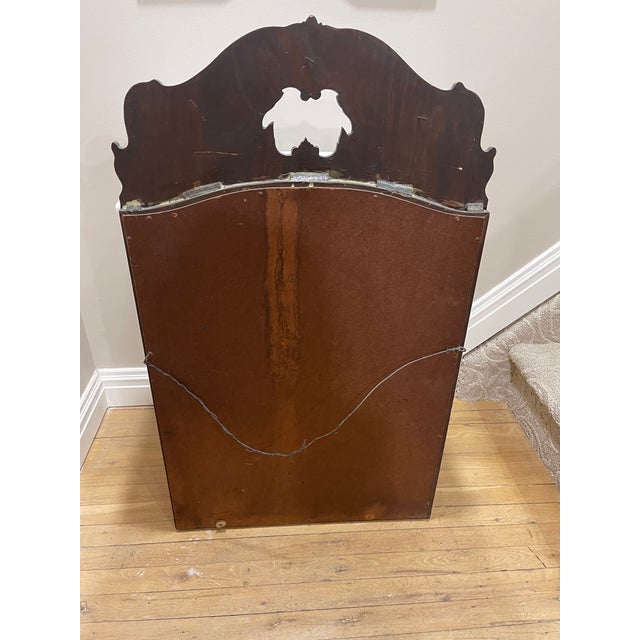 1910s 1910s Vintage Antique Dark Walnut Carved Top Wall Mirror For Sale - Image 5 of 7
