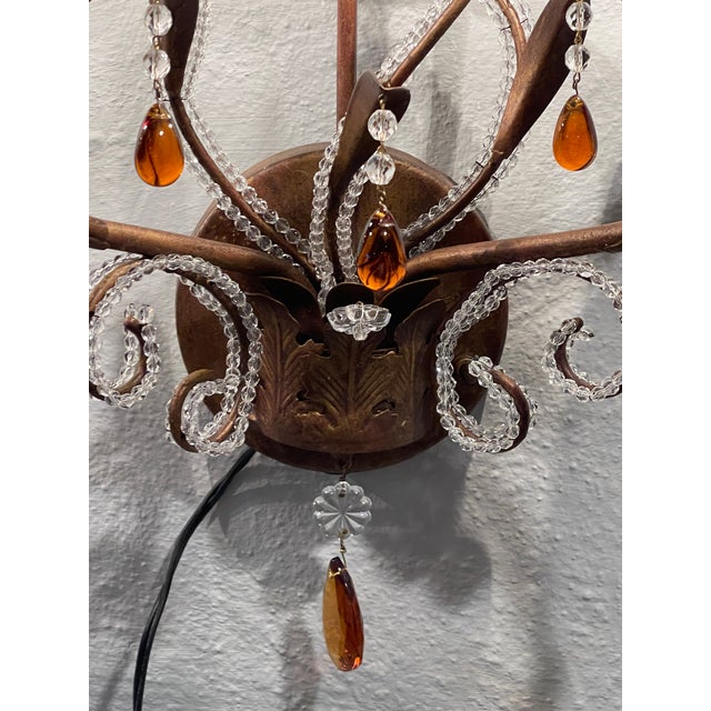 Vintage Currey and Company Isabella 2 Light Wall Sconces with Rhine Stones - a Pair For Sale - Image 4 of 14