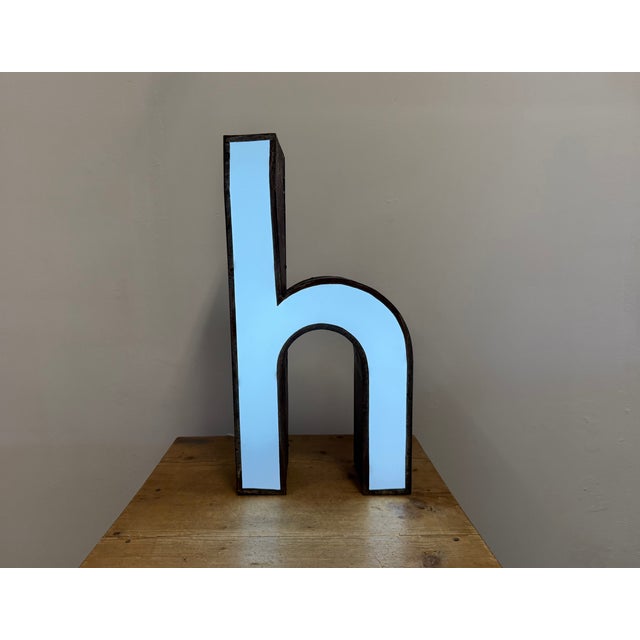 Vintage Illuminated Advertising Letter H, 1960s For Sale - Image 14 of 17