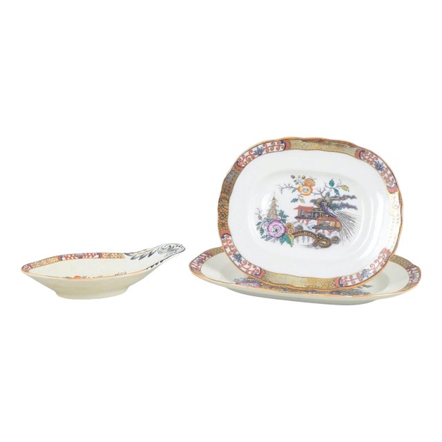 Japan Series Serving Dishes and Bowl from Rörstrand, Sweden, Early 20th Cenury, Set of 3 For Sale