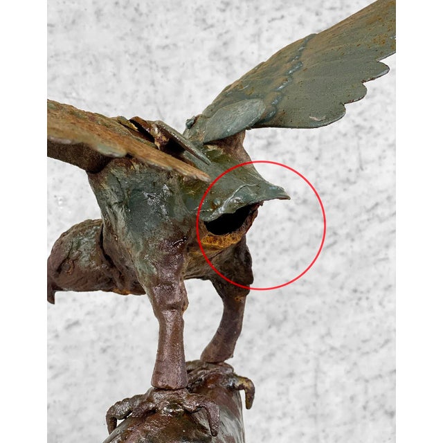 Vintage Traditional Japanese Cast Iron Eagle Bird of Pray Sculpture For Sale - Image 9 of 10