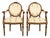 Karges Style French Regency Louis XVI Carved Mahogany and Gold Gilt Armchairs, Pair For Sale
