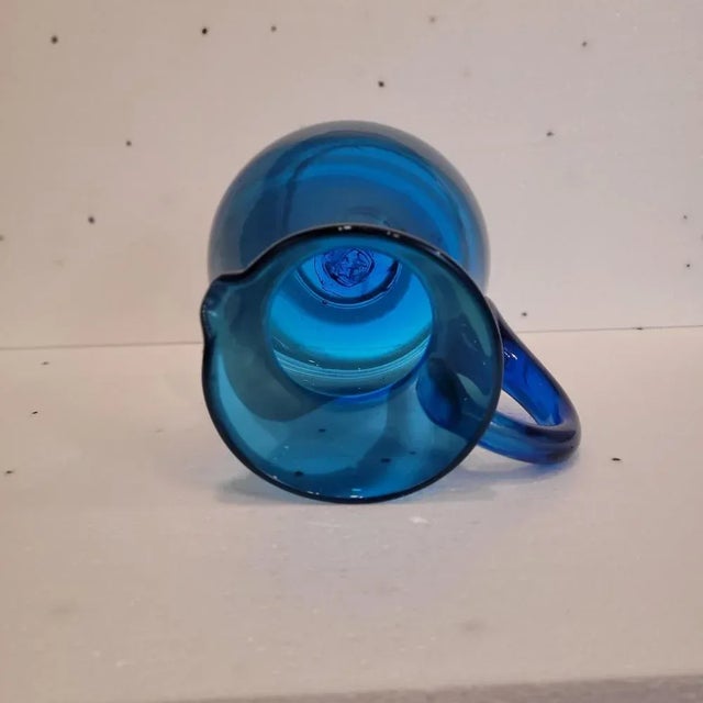 Blue Blown Glass Jug, Italy, 1950s For Sale - Image 7 of 14