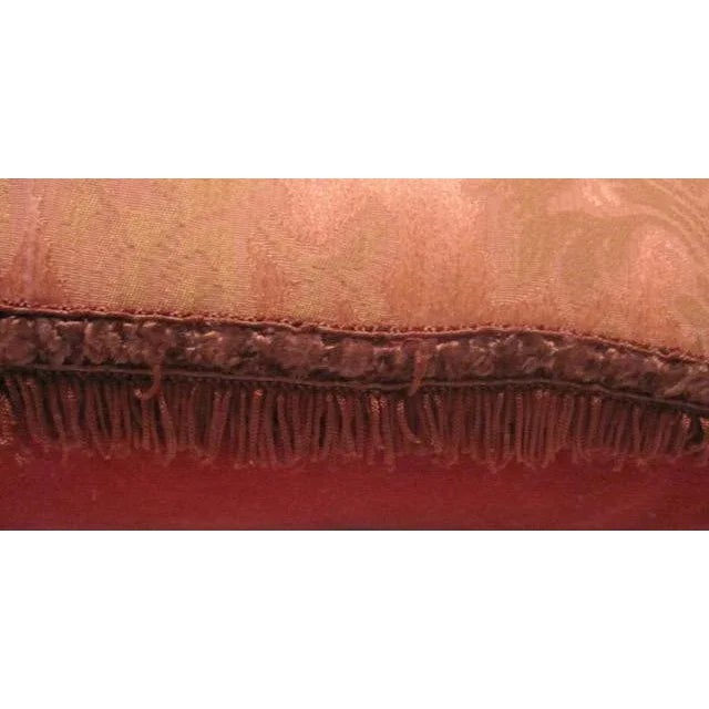 Vintage Silk Pink Peony Damask Pillow For Sale - Image 4 of 5