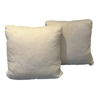 Nancy Corzine Pillows in a White Damask- Set of 2 For Sale