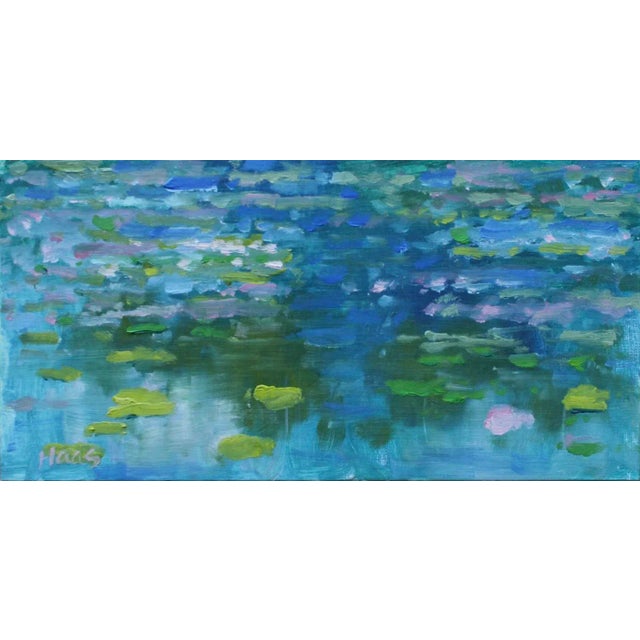 Lily Pond Reflections (Modern Impressionist Oil Painting) For Sale