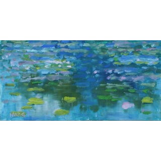 Quiet Places & Water Gardens — Lily Pond Reflections (Original Impressionist Oil Painting) For Sale
