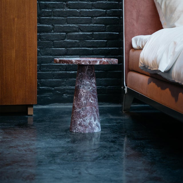 Contemporary Rosso Levanto Marble Cone Side Table by Kiwano Concept For Sale - Image 3 of 8