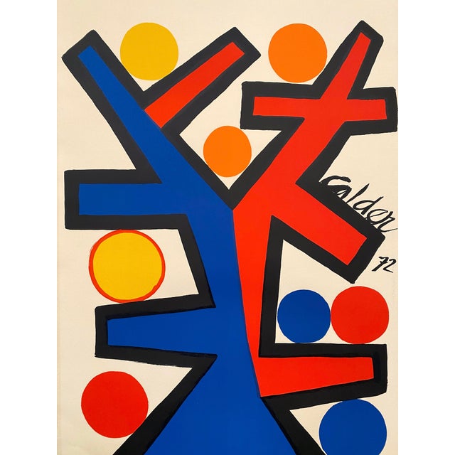 Alexander Calder Vintage 1972 Mid Century Modernist " Asymmetry " Framed Large Fine Art Lithograph Print For Sale - Image 14 of 18
