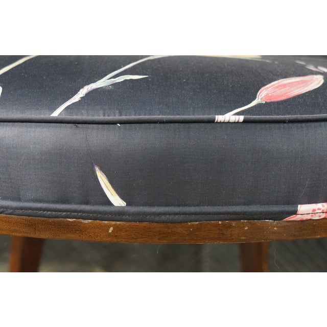 2 Antique English Sheraton Regency Style Mahogany Inlaid Floral Silk Arm Chairs For Sale - Image 18 of 18