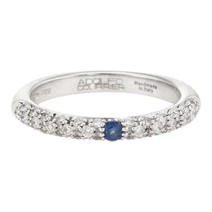 Adolfo Courrier Sapphire Pave Diamond Stacking Ring 18 Karat Gold Jewelry size 5.5