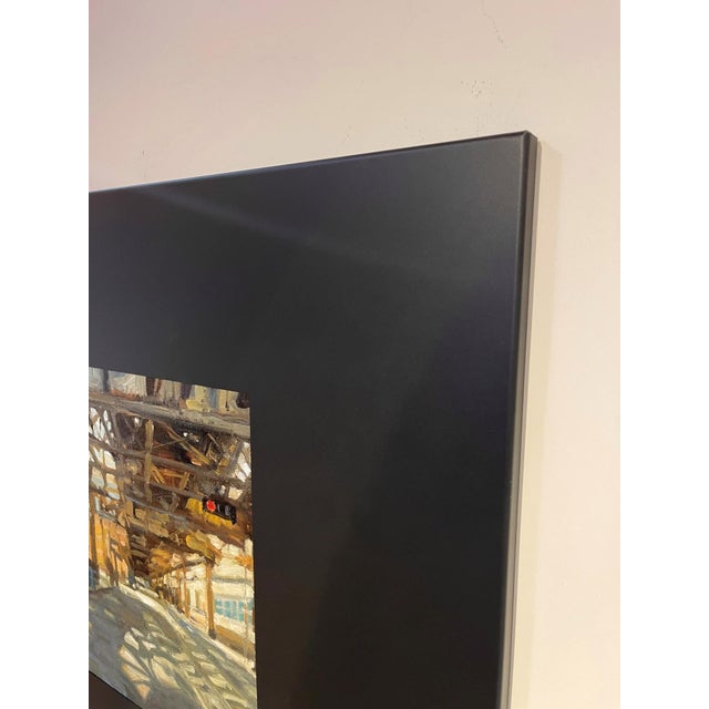 Contemporary Beneath the El 1 by Jim Beckner | Oil on canvas board City street scene under an elevated train. For Sale - Image 3 of 4
