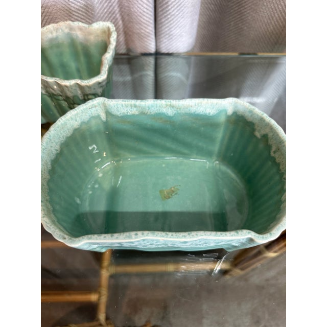 Mid-Century Modern Mid-Century Upco Blue Pottery Planters - Set of 2 For Sale - Image 3 of 7