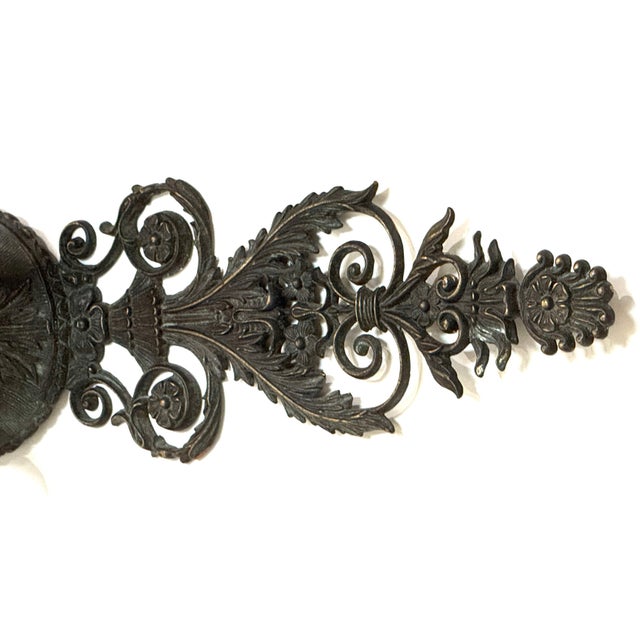 Metal Large Pair of French Patinated Bronze Neoclassical Sconces, Mid 20th Century For Sale - Image 7 of 18