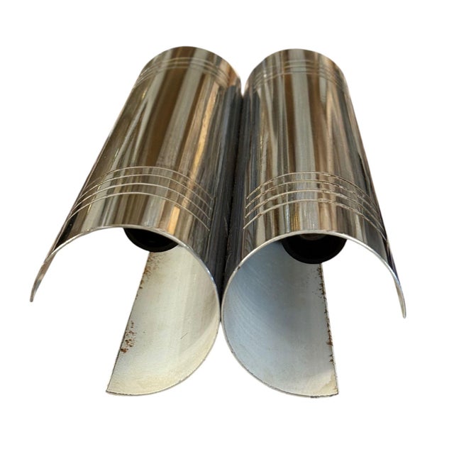 Chrome Mid 20th Century Four Italian Polished Chrome Cylindrical Wall Sconces For Sale - Image 8 of 8