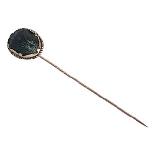 Antique Egyptian Revival Victorian 9ct Gold Scarab Beetle Pin For Sale