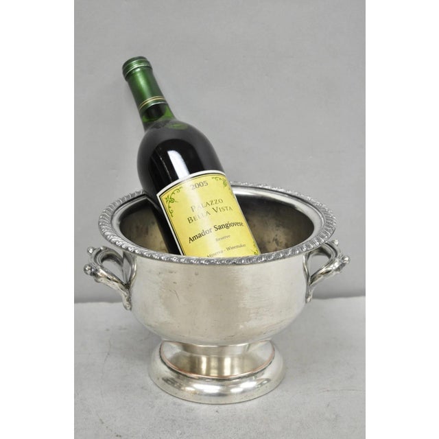 Vintage English Regency Style Silver Plated Low Champagne Chiller Ice Bucket. Circa Mid 20th Century. Measurements: 6" H x...
