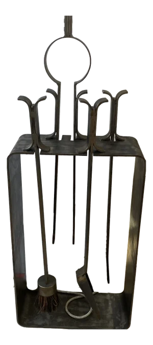 Wrought Iron Metal Fireplace Tools, 1940s, Set of 5