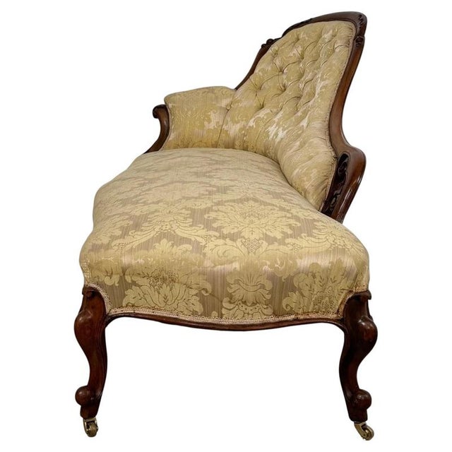 19th Century Antique English Mahogany Chaise Longue with Buttoned Upholstery For Sale - Image 10 of 12