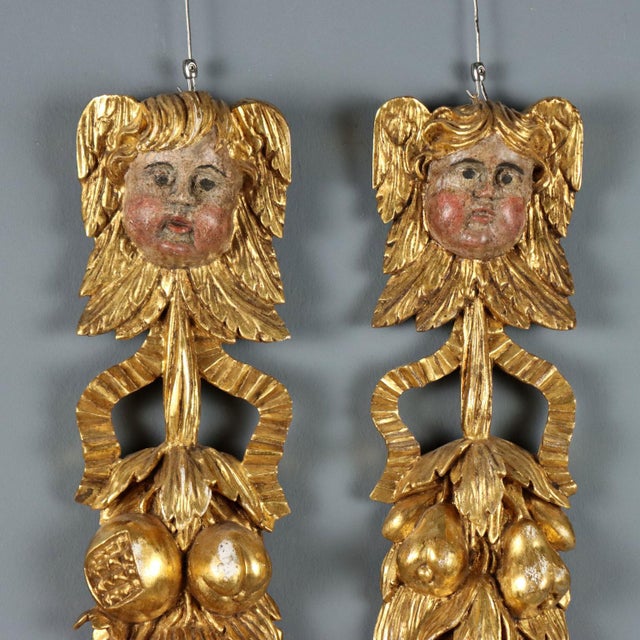 Carved and Gilded Wooden Pilasters, Set of 2 For Sale - Image 3 of 12