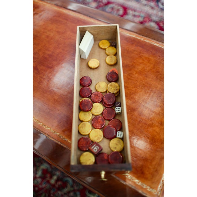 Brown Late 18th Century Louis XVI Style Walnut & Brass Backgammon Game Table – Designer Statement Piece For Sale - Image 8 of 13