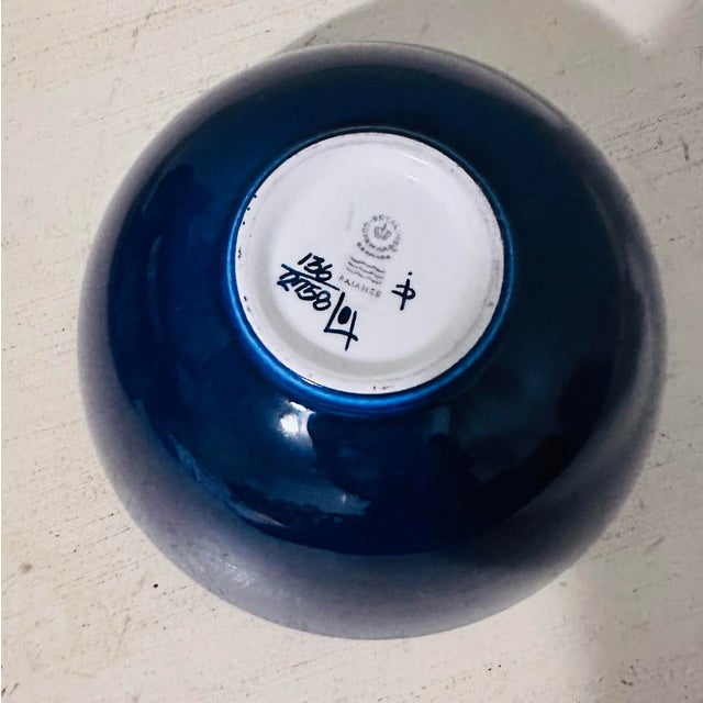 Royal Copenhagan 1960s Royal Copenhagen Cobalt Blue Bowl Aluminia Fajance Signed and Number by Inge-Lise Koefoed For Sale - Image 4 of 8