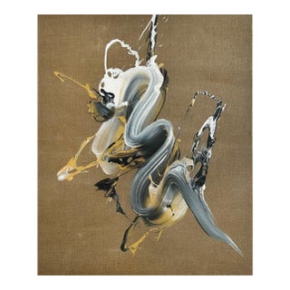 Contemporary Abstract Acrylic on Raw Canvas "Silent Surge" by Nikolaos Schizas For Sale