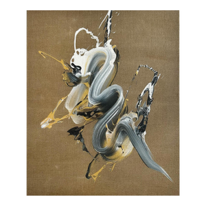 Contemporary Abstract Acrylic on Raw Canvas "Silent Surge" by Nikolaos Schizas