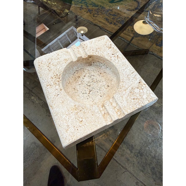Italian Fratelli Mannelli Italian Travertine Square Ashtray For Sale - Image 3 of 7