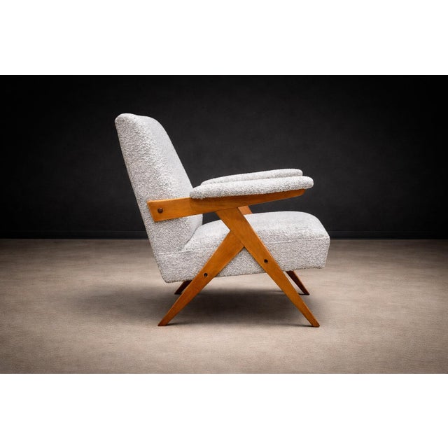1950s “Z” Armchair in Pau Marfim Wood & Bouclé by José Zanine Caldas, Brazil, 1950s - Lot 376 For Sale - Image 5 of 11