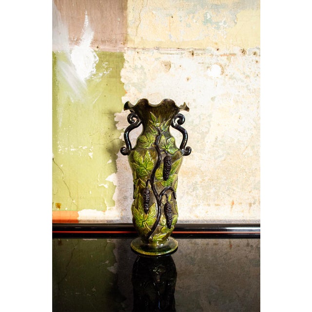 Ceramic Vintage Italian Ceramic Vase with Floral Decoration, 1920s For Sale - Image 7 of 7