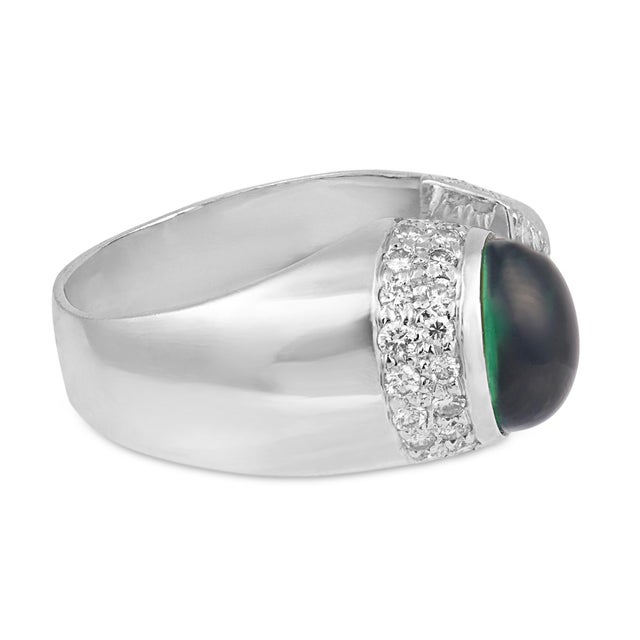 1990s Vintage Tourmaline Diamond 18k White Gold Ring, Size 5.5 For Sale - Image 5 of 7