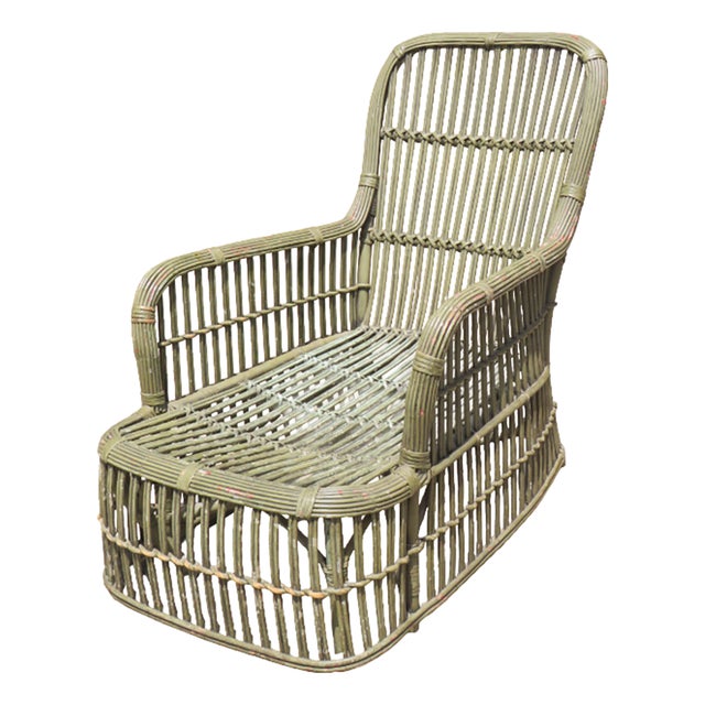 1930s Art Deco Painted Wicker / Reed Chaise For Sale