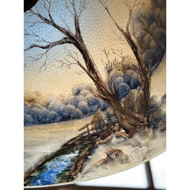 Early 20th Century Pittsburgh Reverse-Painted Winter Landscape Table Lamp – 17" Shade For Sale - Image 17 of 17