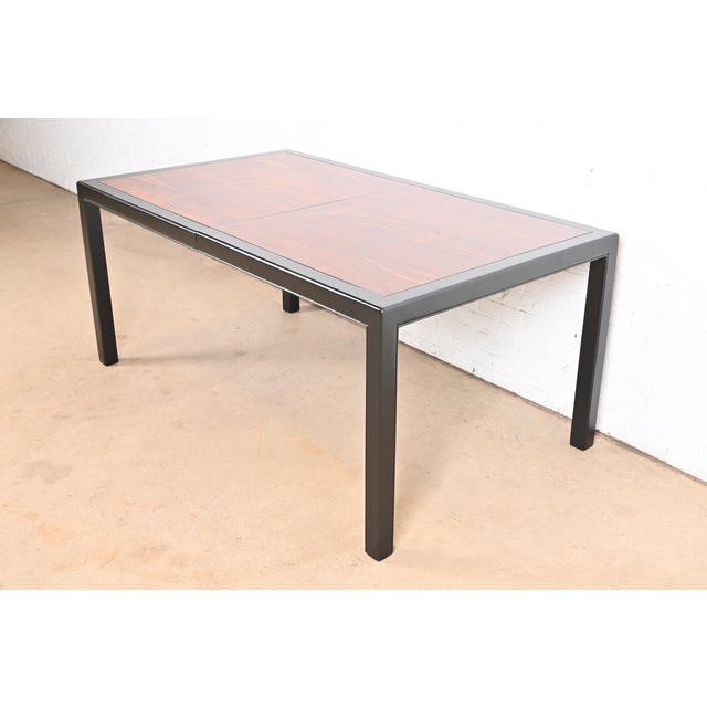 Dunbar Style Rosewood and Black Lacquered Extension Dining Table, Newly Refinished For Sale - Image 9 of 11