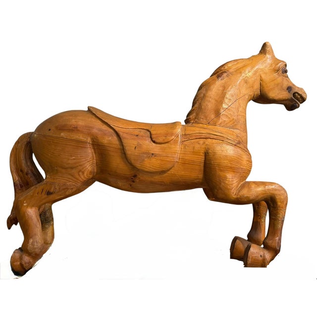 Early 20th Century Antique Carved American Folk Art Wood Horse Sculpture For Sale - Image 5 of 7