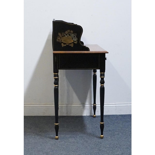 Ethan Allen Hand Decorated Collection Black & Gold Hitchcock Style 32" Accent Writing Secretary Desk 14-9514 For Sale - Image 12 of 12