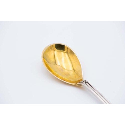 Dessert Spoon in Silver, in Very Good conditions. Designed 1920 to 1949 This piece has an attribution mark, I am sure that...