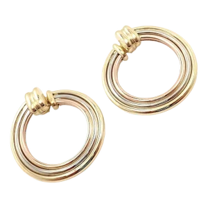 Cartier 18k Tri-Color Gold Large Trinity Hoop Earrings, Pair