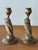 This is a pair of figural bronze owl candlesticks with glass eyes, each clutching a snake it its mouth. Beautifully cast...