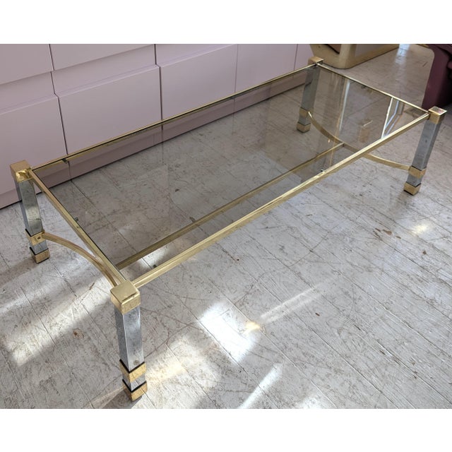 Large Mid-Century Hollywood Regency Chrome and Gilt Coffee Table, 1970s For Sale - Image 12 of 15