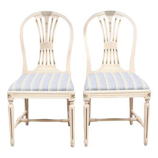 Gustavian Swedish Axet Dining Chairs in Grey-Green, 1950s, Set of 4 For Sale