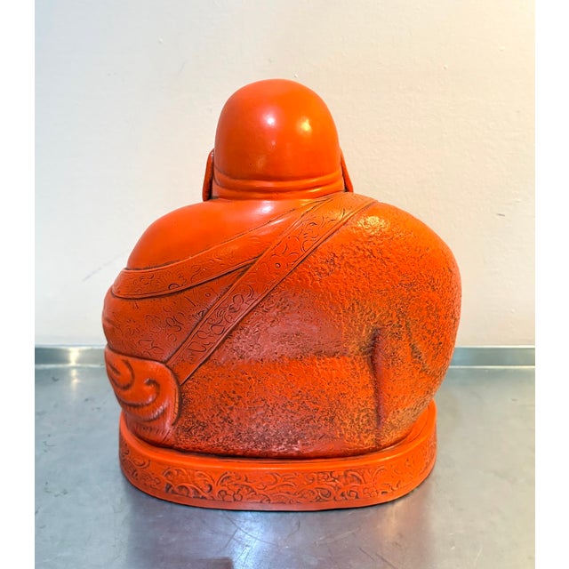Boho Chic 1960s-70s Red Ceramic Buddha Statue For Sale - Image 3 of 4