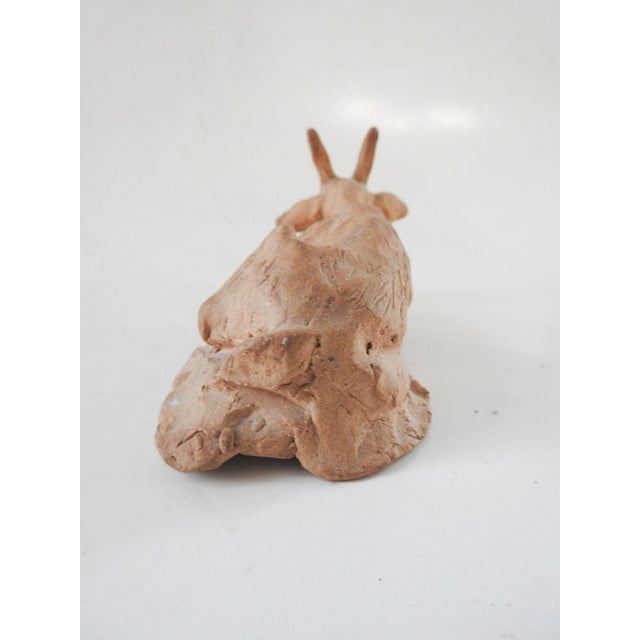 Terra Cotta Mid 20th Century Terracotta Clay Goat Sculpture For Sale - Image 8 of 9