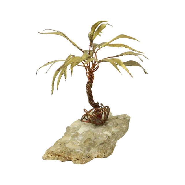 Copper Palm Tree on Rock Sculpture by Daniel Dhaeseleer, 1970s For Sale - Image 9 of 13
