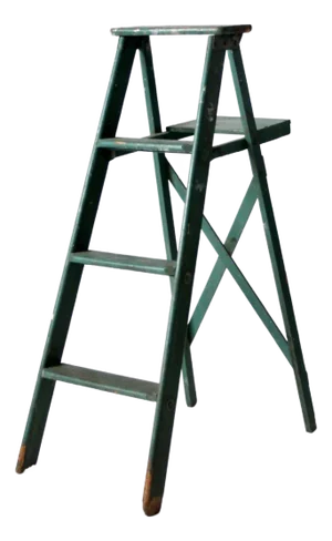 Vintage Painted Green Wood Ladder