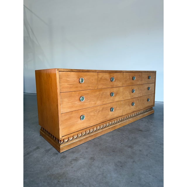 Lovely Casa Del Sol collection Walnut dresser designed by John Van Koert for Drexel in 1957. Done in a light tawny finish...